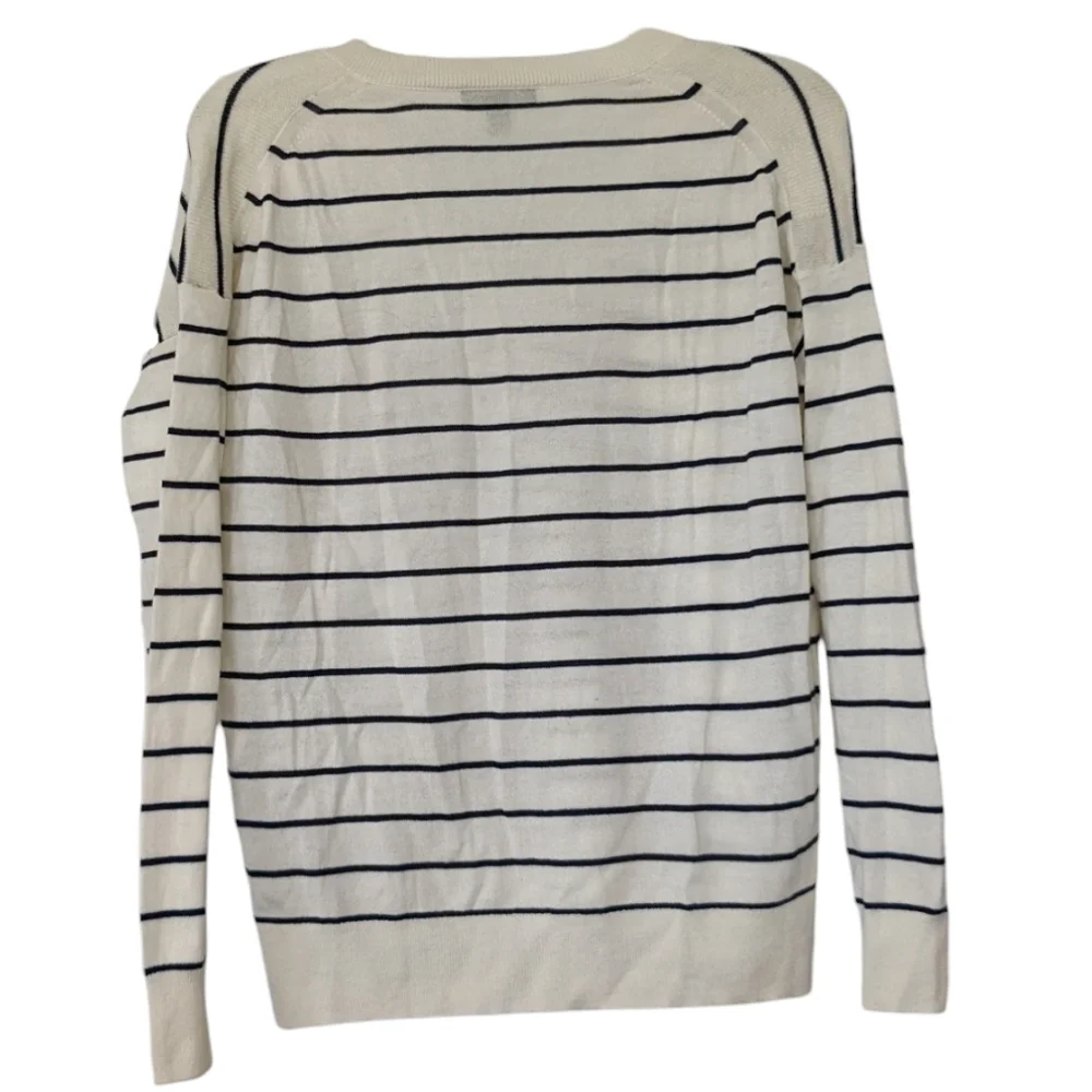 J. Crew V Neck sweater Merino wool & cotton blend Women's extra small Cream
